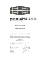 Urkunde zur Anerkennung von SWISS KRONO MAGNUMBOARD® OSB in der Kategorie „Ökologie“
